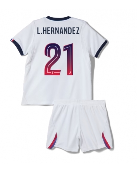 Billige Fotballdrakt Paris Saint-Germain Lucas Hernandez #21 Replika Bortedraktsett Barn 2026-27 Kortermet (med bukser)